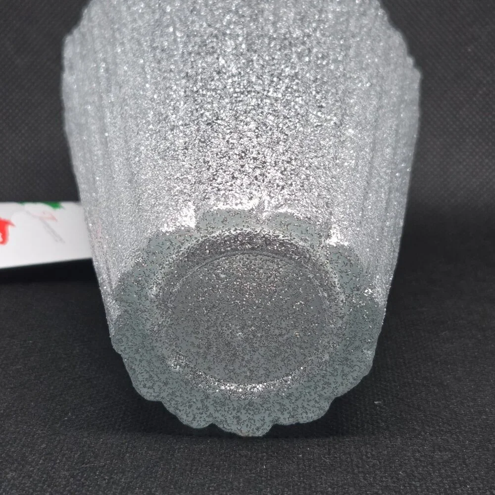 Murano Glass Hand Made in Italy Asymmetrical Vase - Silver Glitter - Picture 5 of 8